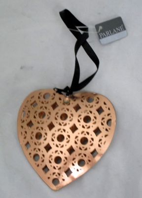 Hanging Metal Hearts with Copper Cut Out Pattern. Small 721227