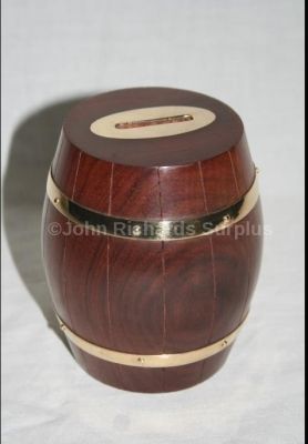 Naval Barrel Small Money Box Wood with Brass Finish