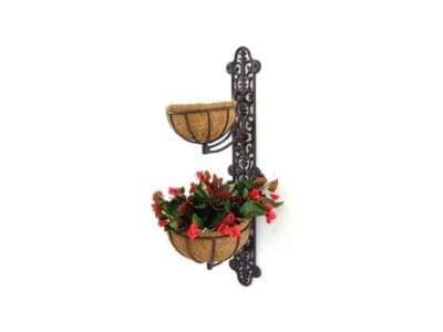 Ornamental Cast Iron Wall Mounted Plant Basket Pair 7748