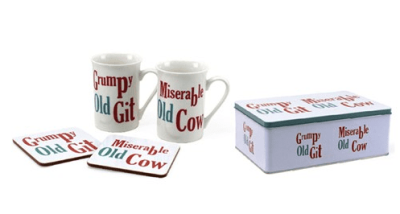Gift Tin with Grumpy Old Git & Miserable Old Cow Mug & Coaster Set. LP91715