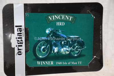 Vincent HRD Motorbike 1948 TT Winner Small Metal Wall Sign 