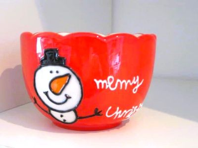 Red Merry Christmas Snowman Sugar Bowl NX9836