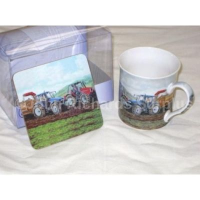 Countryside Collection Fine China Mug & Coaster Set Tractors on Potato Harvest