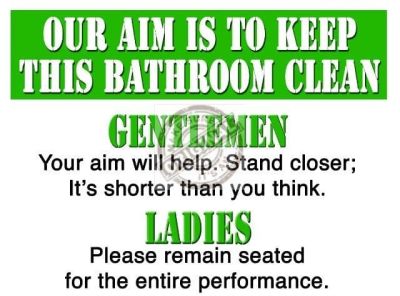 Aiming To Keep this Bathroom Clean  Small Metal Sign 200mm x 150mm