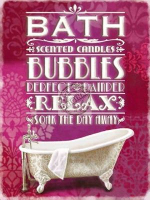 Bath Bubbles Relax Small Metal Wall Sign 200mm x 150mm