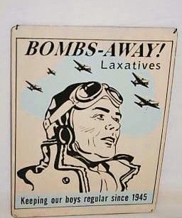 Retro Small Metal Sign Bombs Away Laxatives