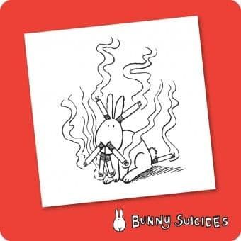 Bunny Suicides Death by Smoking Coaster Novelty CSBS1