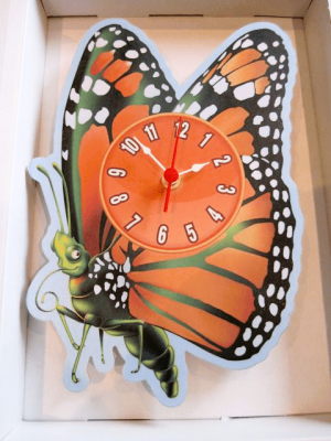 Lark Rise Butterfly Hand Made Wooden Clock 
