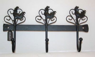 Rooster Design Metal Coat Hanger 3 Hooks C523