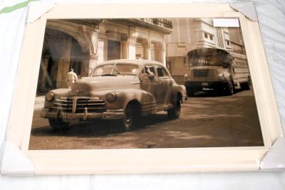 1940's/50's America Photograph Print of Car and School Bus