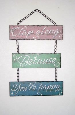 'Clap Along Because You're Happy' Metal Hanging Sign CBH004