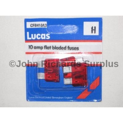Lucas pack 3 10amp flat blade fuses CFB410