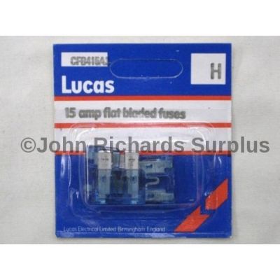 Lucas Pack x 3 15amp flat blade fuses CFB415
