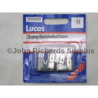 Lucas pack 3 25amp flat blade fuses CFB425