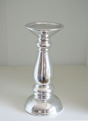 Chrome Plated Ceramic 3" Candle Holder Stand