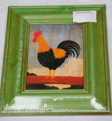 'The Cockerel' by Martin Wiscombe Wooden Framed Print