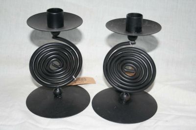 Metal Curled Wire Effect Cup Type Candle Holder Pair