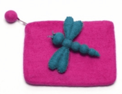 Dragonfly Coin Purse Hand Made From Felt So Good Available in 2 Colours PUDRA
