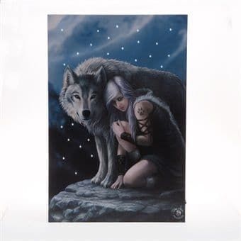 Anne Stokes LED Canvas Picture in 2 Styles Blue Moon F-1182 Protector F-1184