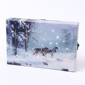 Mini LED Canvas Picture With Snowy Christmas Scenes Available in 2 designs. F1918, F1909