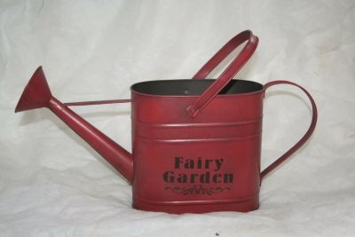 Decorative Tin Watering Can Labelled Fairy Garden Faulty