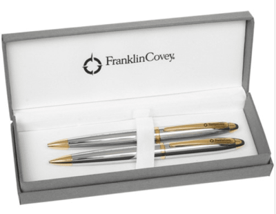 Franklin Covey Chrome & Gold Lexington Ballpoint Pen & Pencil Set FC0011-3 1113 