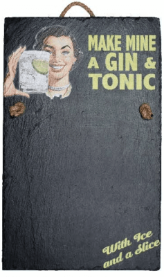 Make Mine A Gin & Tonic Slate Memo / Note Board Vintage Retro SL038
