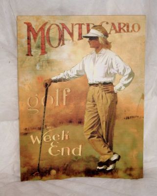 Wood Framed Canvas Print of Lady at Monte Carlo Golf Weekend