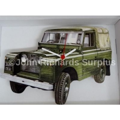 Handmade wooden wall clock Land Rover Series 2 Battery operated