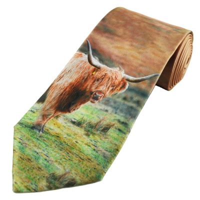 Novelty Highland Cow (Coo) Polyester Tie