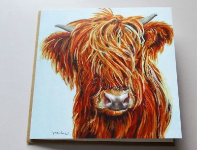 Animal Magic Blank Greeting Card with Envelope Highland Cow Free P&P