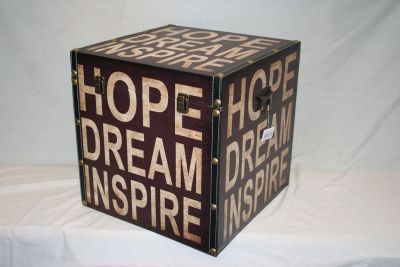Hope Dream Inspire Large Square Storage Boxes / Trunks. Minor Damage (Clearance)