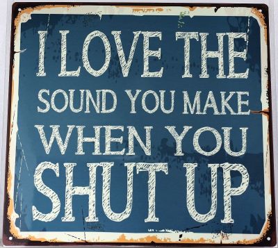 I Love The Sound You Make When You Shut Up Metal Wall Sign 290mm x 290mm