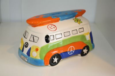 Surfs Up!! Camper Van Money Box Piggy Bank Multicoloured 6083