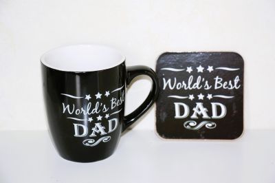 Great Dad Black Mug and Coaster Set Available with 4 Different Quotes. 51054