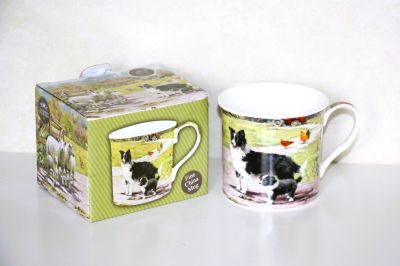 Fine China Mug With Collie Dog and Sheep Scene 92612