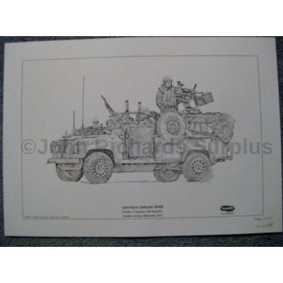 Land Rover signed reproduction print Defender WMIK RAF Regiment