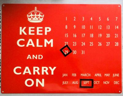 Keep Calm And Carry On Large Metal Wall Calendar 40cm x 30cm