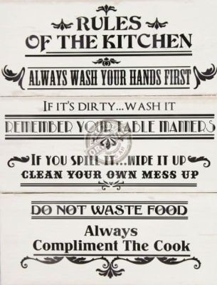 Rules Of The Kitchen Large Wooden Wall Plaque. WS002 