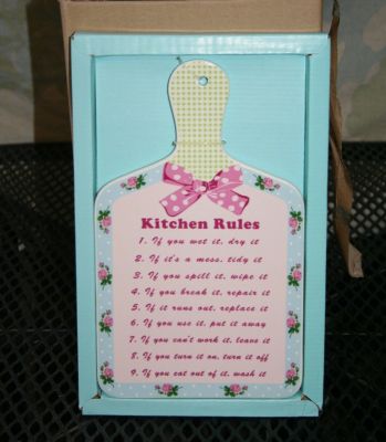 Retro Chic Kitchen Rules Ceramic Chopping Board