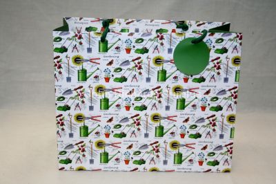 Large Garden Design Gift Bag with Rope Handles & Gift Tag