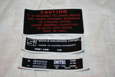 Smiths Heater Label Set of 3 LMG1010