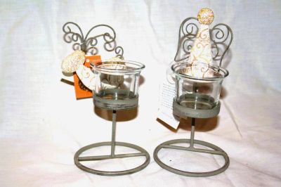 Christmas Angel and Reindeer Tea light Candle Holders pair LON66