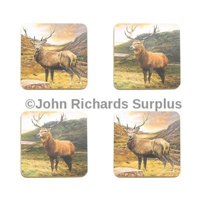 British Wildlife Red Deer Stag Drinks Coaster Set of 4 Leonardo Collection