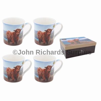 Set of 4 Highland Coo (Cow) Fine China Mug Leonardo Collection