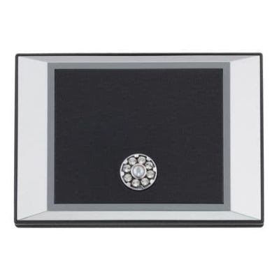 Rectangular Gun Metal Compact Mirror Swarovski Crystal 7 x Magnification. MC340GM