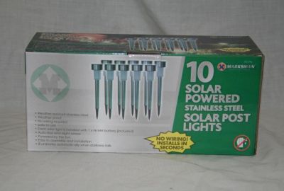 10 Solar Powered Stainless Steel Garden Lights