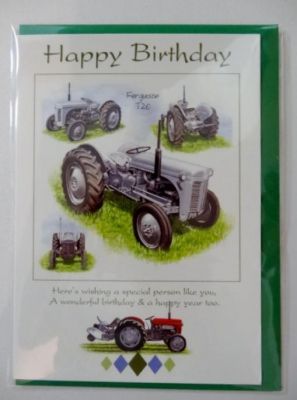 Happy Birthday Ferguson T20 Tractor greetings card with envelope