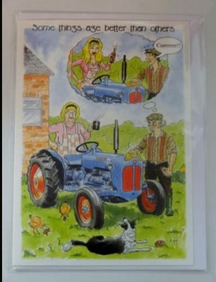 Blank Cartoon Tractor greetings card with envelope for any occasion