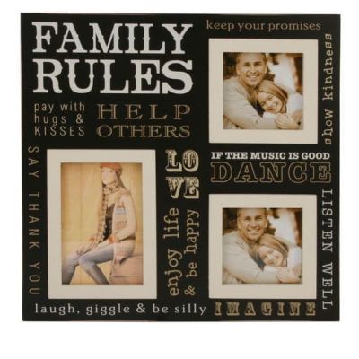Family Rules Wooden Photo Frame with 'Family Quotes' NV235